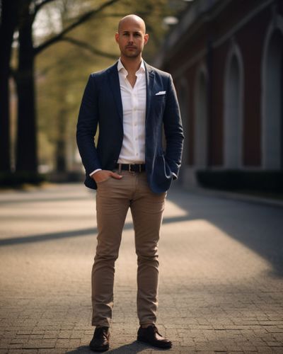 Navy Blue Jacket with Chinos
